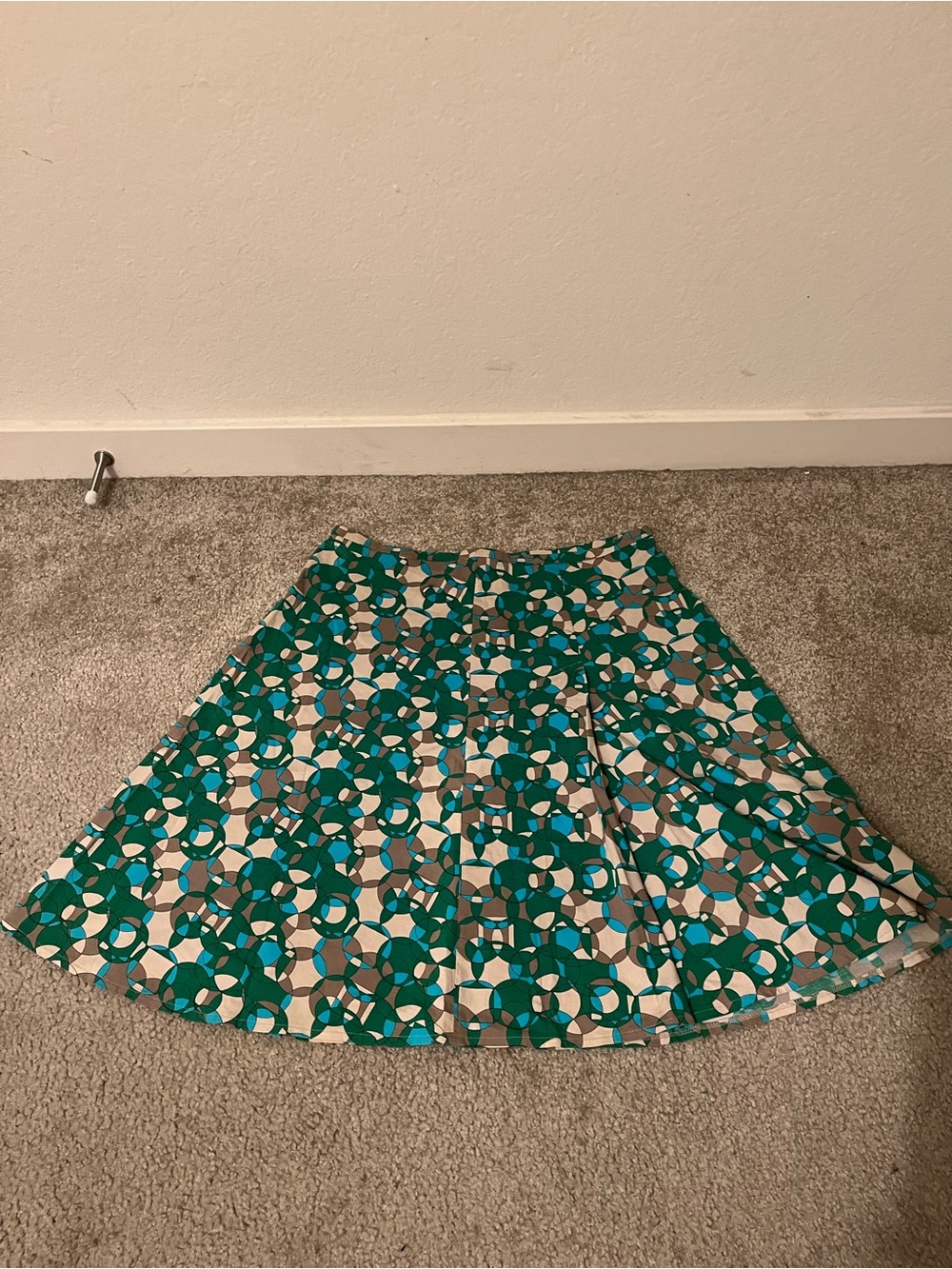 Barbara Bui Green and Beige Geometric Circle Skirt
